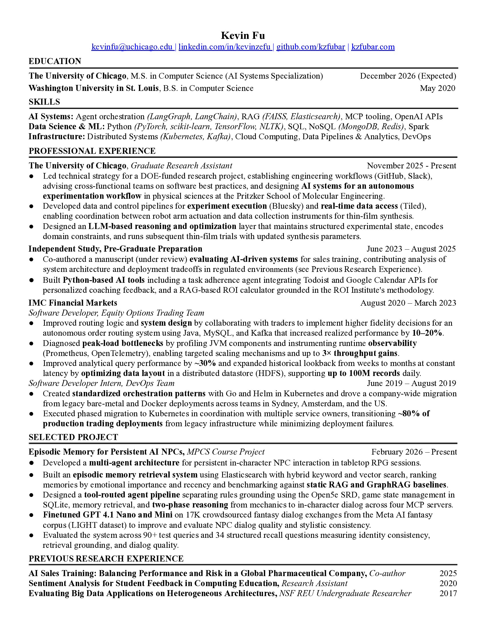 Kevin Fu Resume